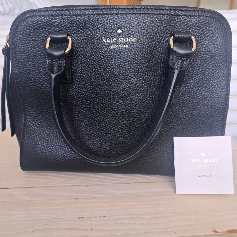 Kate Spade New York Black Pebbled Leather Triple Compartment Satchel‎ Bag